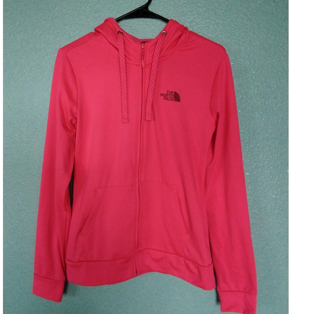 The North Face Womens Pink Full Zip Hoodie Thumbholes Activewear Jacket Medium